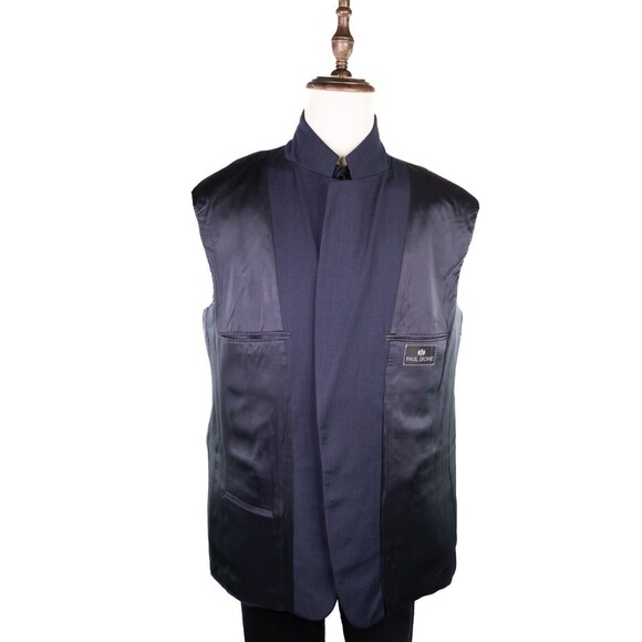 Paul Dione Wool Sport Coat Blazer Jacket 44r Solid Blue two Button Vent-Less - Picture 12 of 14